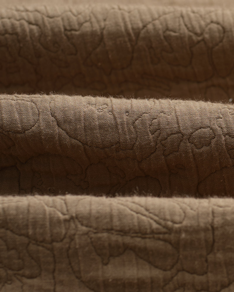 wax london men's Rockley - Brown Floral Quilted Cotton Overshirt