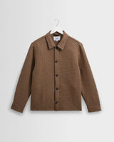 wax london men's Rockley - Brown Floral Quilted Cotton Overshirt