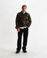 wax london men's Rockley - Navy And Khaki Shapes Jumbo Corduroy Overshirt