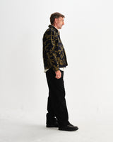 wax london men's Rockley - Navy And Khaki Shapes Jumbo Corduroy Overshirt