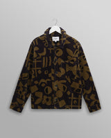 wax london men's Rockley - Navy And Khaki Shapes Jumbo Corduroy Overshirt