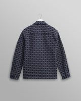 wax london men's Rockley - Navy Geometric Jacquard Overshirt
