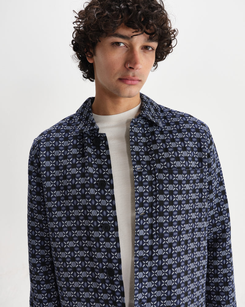 Rockley - Navy Geometric Jacquard Overshirt
