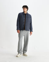 wax london men's Rockley - Navy Geometric Jacquard Overshirt