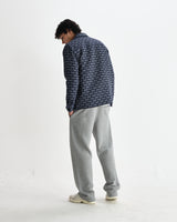 wax london men's Rockley - Navy Geometric Jacquard Overshirt