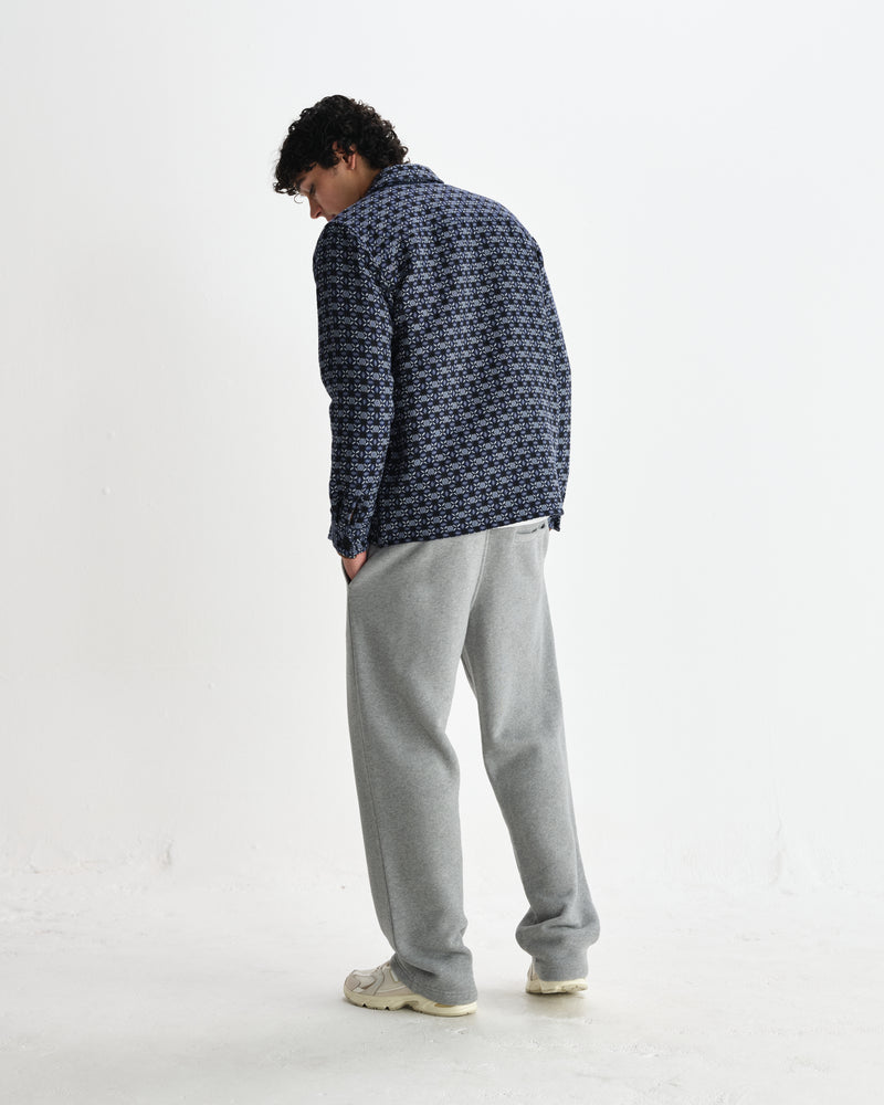 wax london men's Rockley - Navy Geometric Jacquard Overshirt