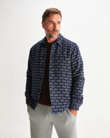 wax london men's Rockley - Navy Geometric Jacquard Overshirt