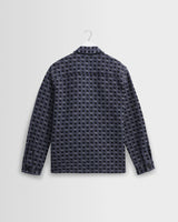 wax london men's Rockley - Navy Geometric Jacquard Overshirt