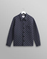wax london men's Rockley - Navy Geometric Jacquard Overshirt