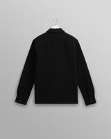 wax london men's Romer - Black Heavy Crinkle Cotton Overshirt