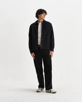 wax london men's Romer - Black Heavy Crinkle Cotton Overshirt
