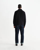 wax london men's Romer - Black Heavy Crinkle Cotton Overshirt