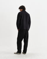 wax london men's Romer - Black Heavy Crinkle Cotton Overshirt