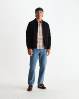 wax london men's Romer - Black Heavy Crinkle Cotton Overshirt