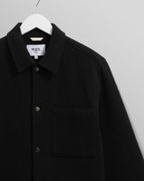 wax london men's Romer - Black Heavy Crinkle Cotton Overshirt
