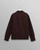 wax london men's Romer - Dark Brown Heavy Crinkle Cotton Overshirt