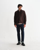 wax london men's Romer - Dark Brown Heavy Crinkle Cotton Overshirt