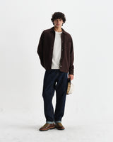 wax london men's Romer - Dark Brown Heavy Crinkle Cotton Overshirt
