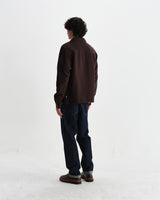 wax london men's Romer - Dark Brown Heavy Crinkle Cotton Overshirt