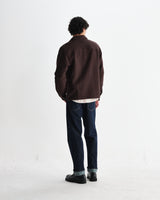 wax london men's Romer - Dark Brown Heavy Crinkle Cotton Overshirt
