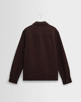 wax london men's Romer - Dark Brown Heavy Crinkle Cotton Overshirt