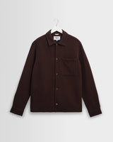 wax london men's Romer - Dark Brown Heavy Crinkle Cotton Overshirt