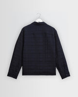wax london men's Romer - Navy Quilted Check Overshirt