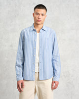 wax london Rove - Blue Striped Cotton-Poplin Shirt