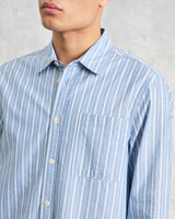 wax london Rove - Blue Striped Cotton-Poplin Shirt