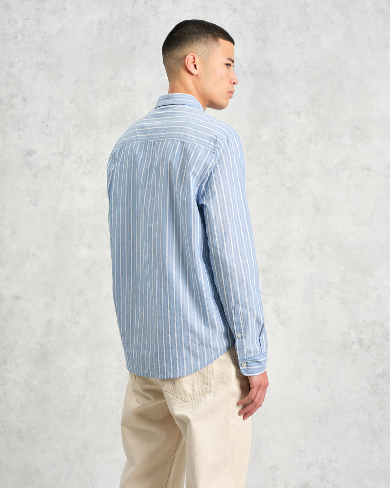 wax london Rove - Blue Striped Cotton-Poplin Shirt