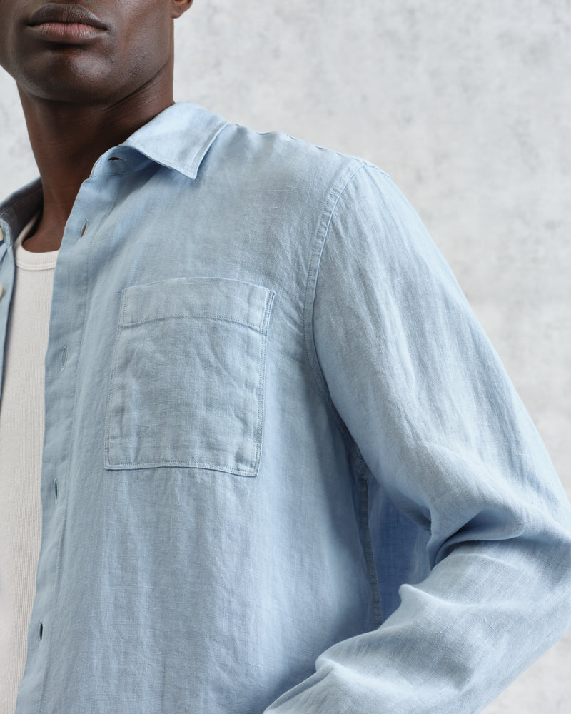 wax london Rove - Light Blue Linen Shirt