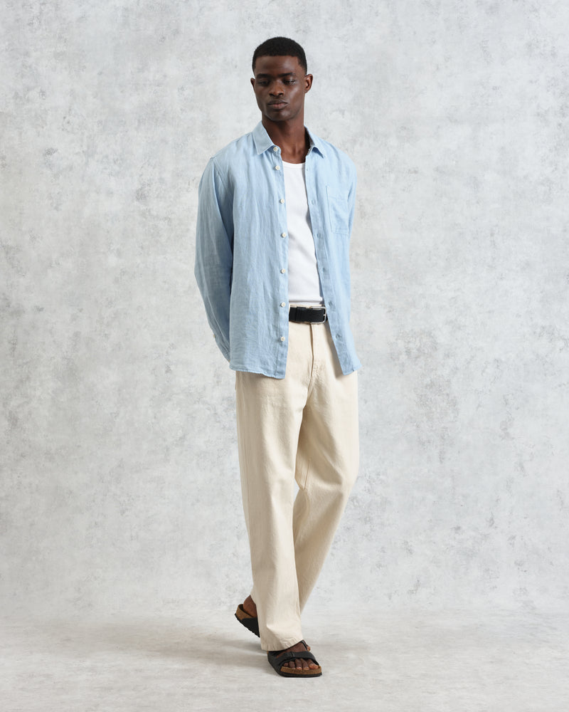 wax london Rove - Light Blue Linen Shirt