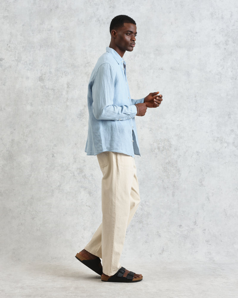 wax london Rove - Light Blue Linen Shirt