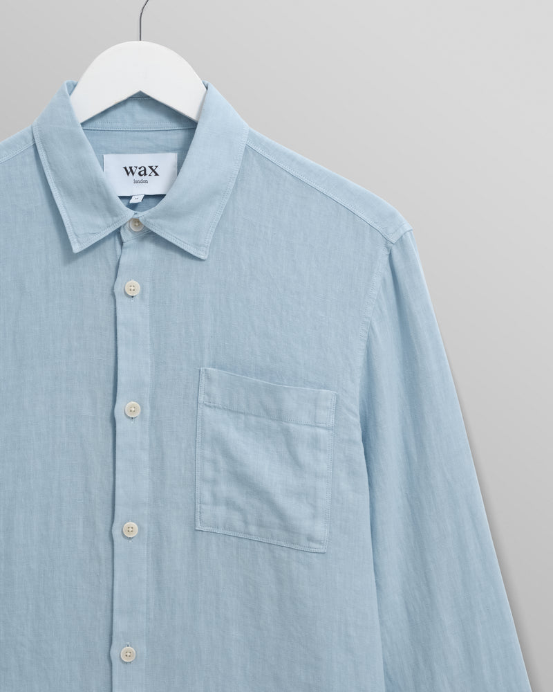 wax london Rove - Light Blue Linen Shirt