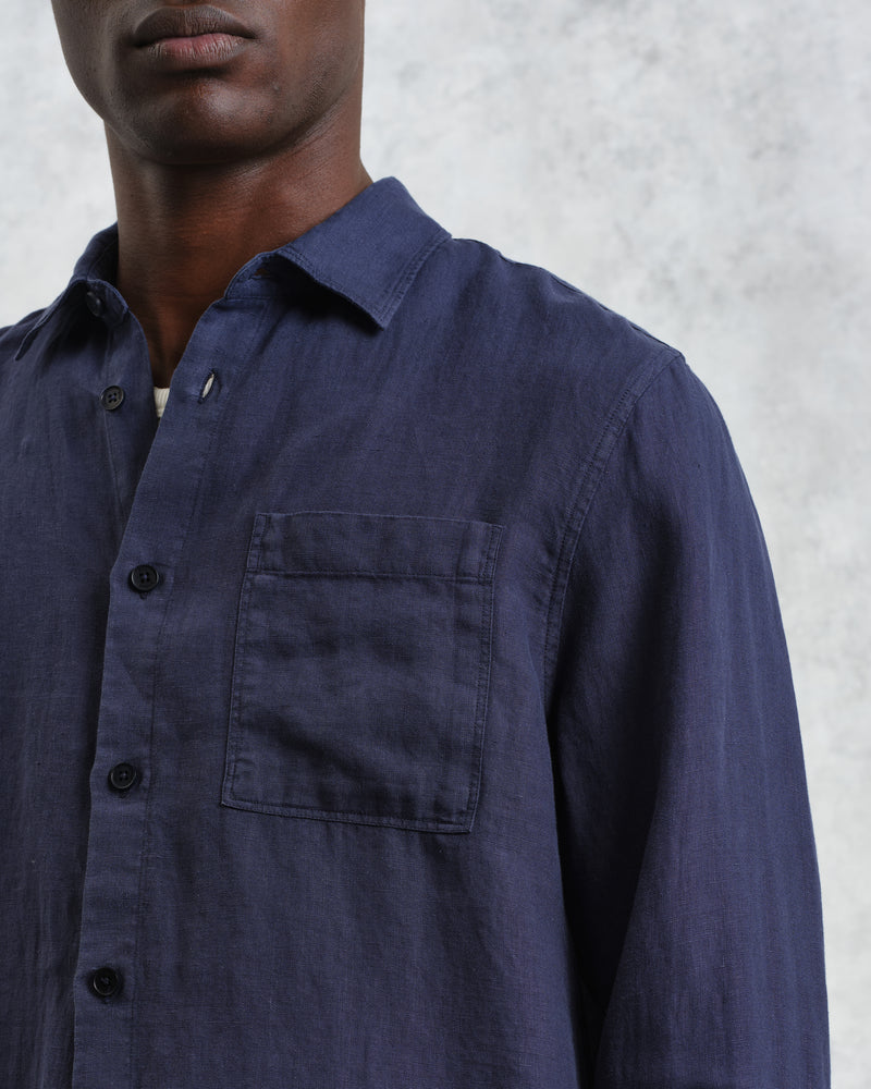 wax london Rove - Navy Linen Shirt