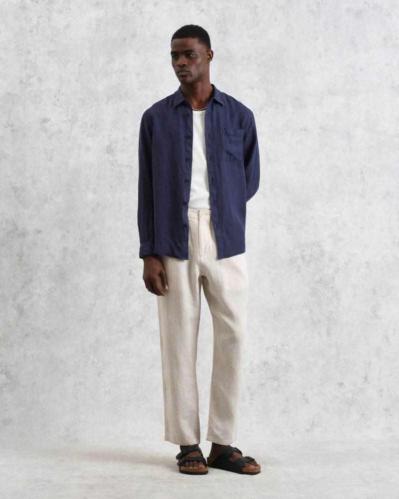 wax london Rove - Navy Linen Shirt