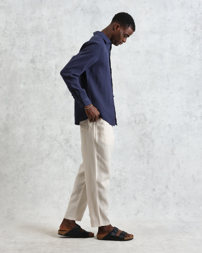 wax london Rove - Navy Linen Shirt