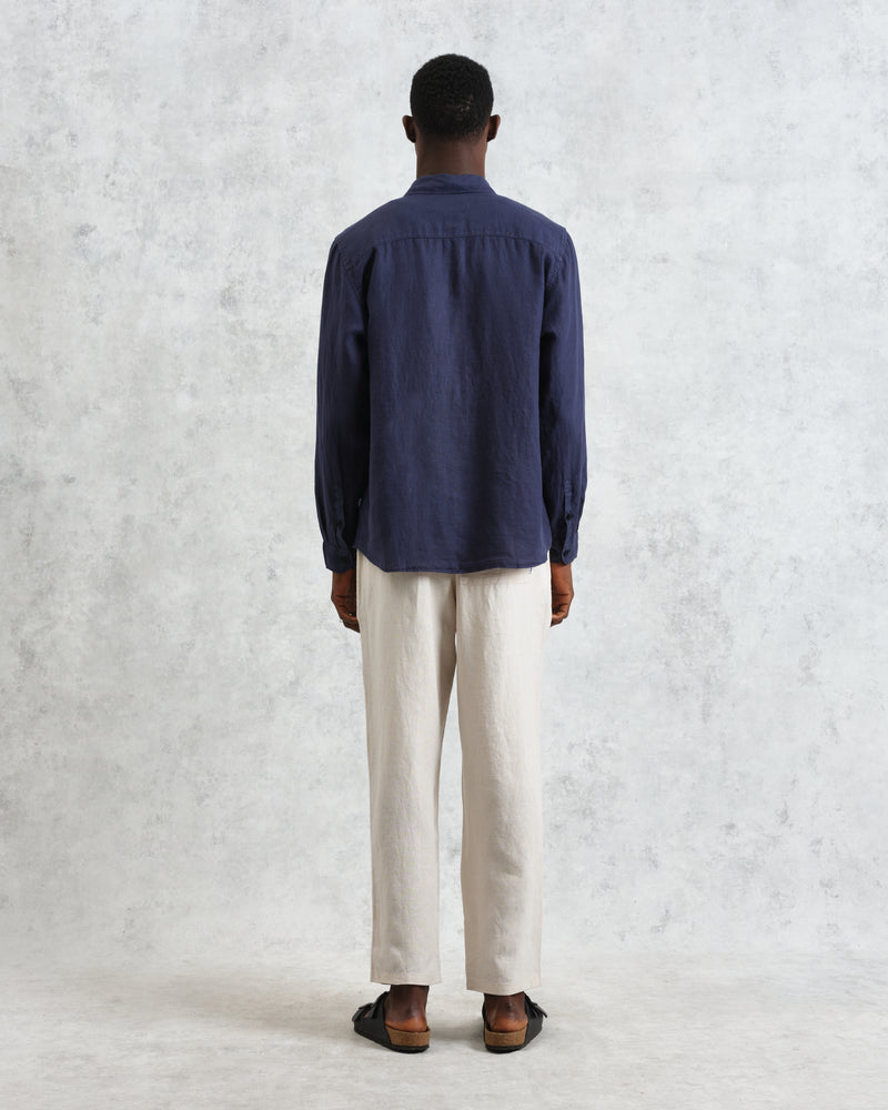 wax london Rove - Navy Linen Shirt