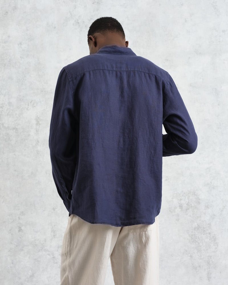 wax london Rove - Navy Linen Shirt