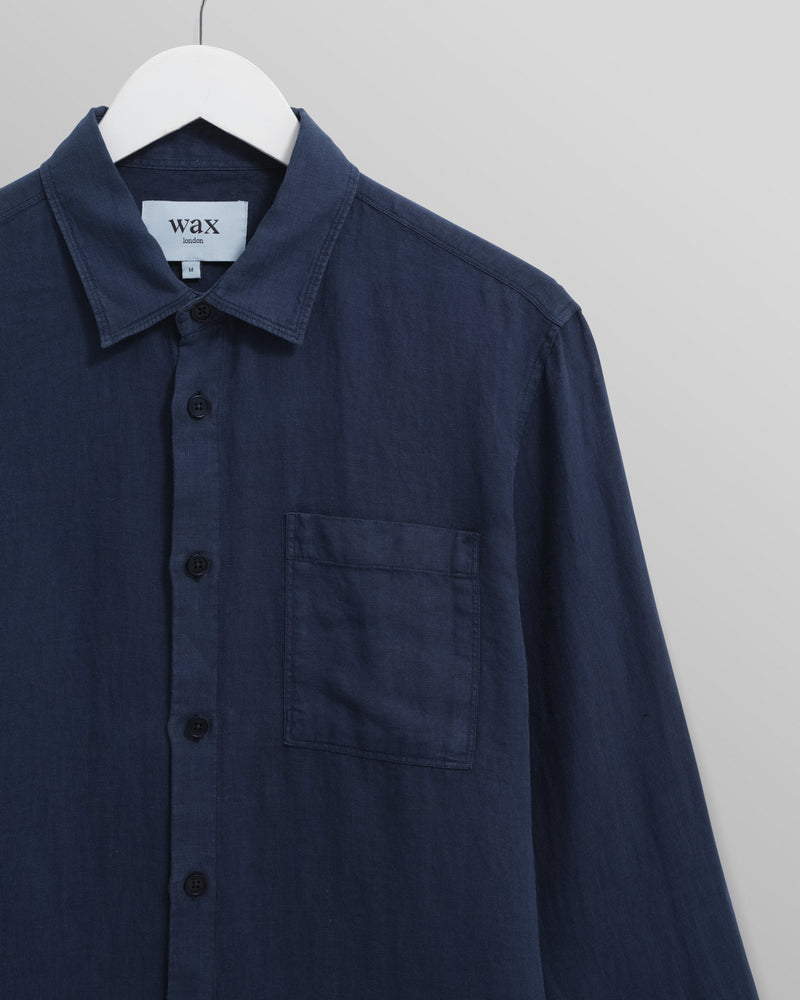 wax london Rove - Navy Linen Shirt