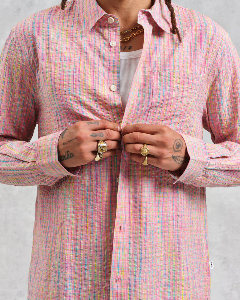 wax london Rove - Pink Check Organic Cotton Shirt