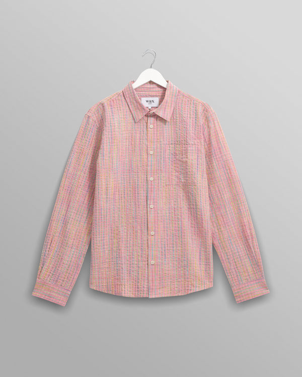 wax london men's Rove - Pink Check Organic Cotton Shirt