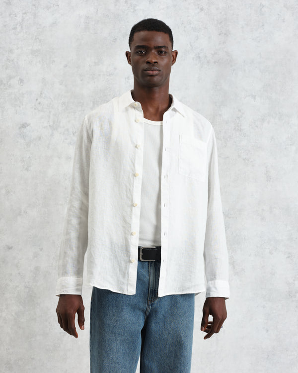 wax london men's Rove - White Linen Shirt