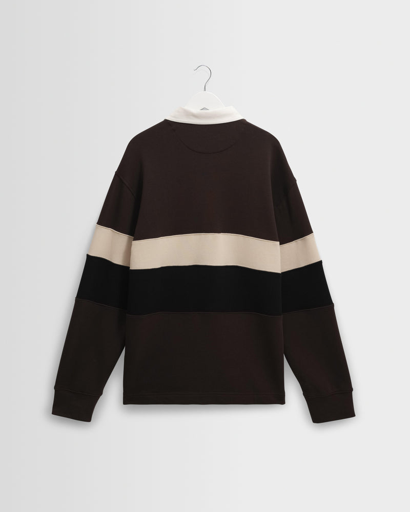 Men's Brown And Black Panelled Rugby Shirt | Wax London