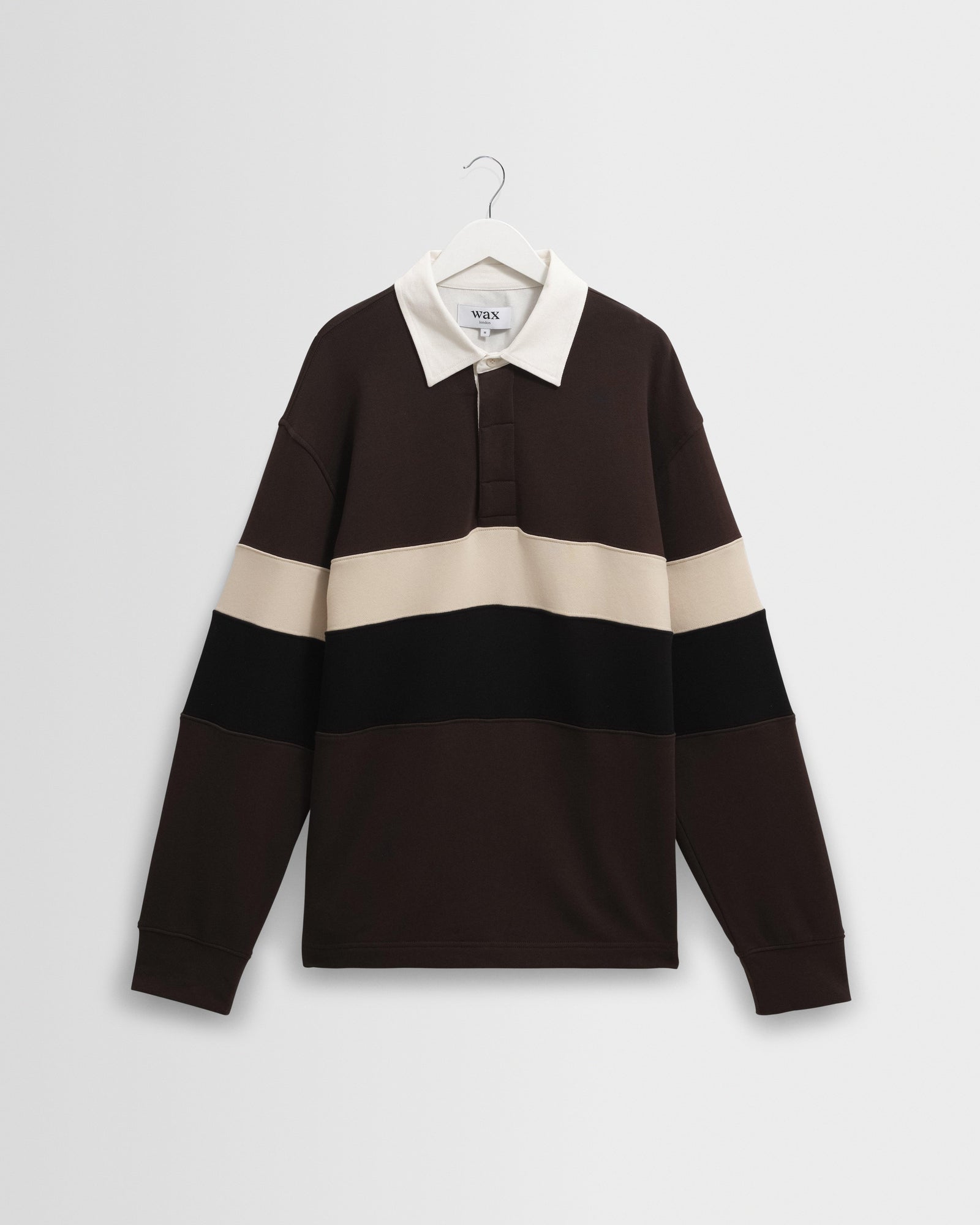 Men's Brown And Black Panelled Rugby Shirt | Wax London