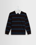 Rowhill - Brown And Blue Mirror Stripe Loopback Rugby Shirt
