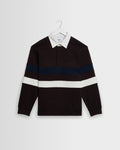 Rowhill - Brown And Navy Stripe Loopback Rugby Shirt