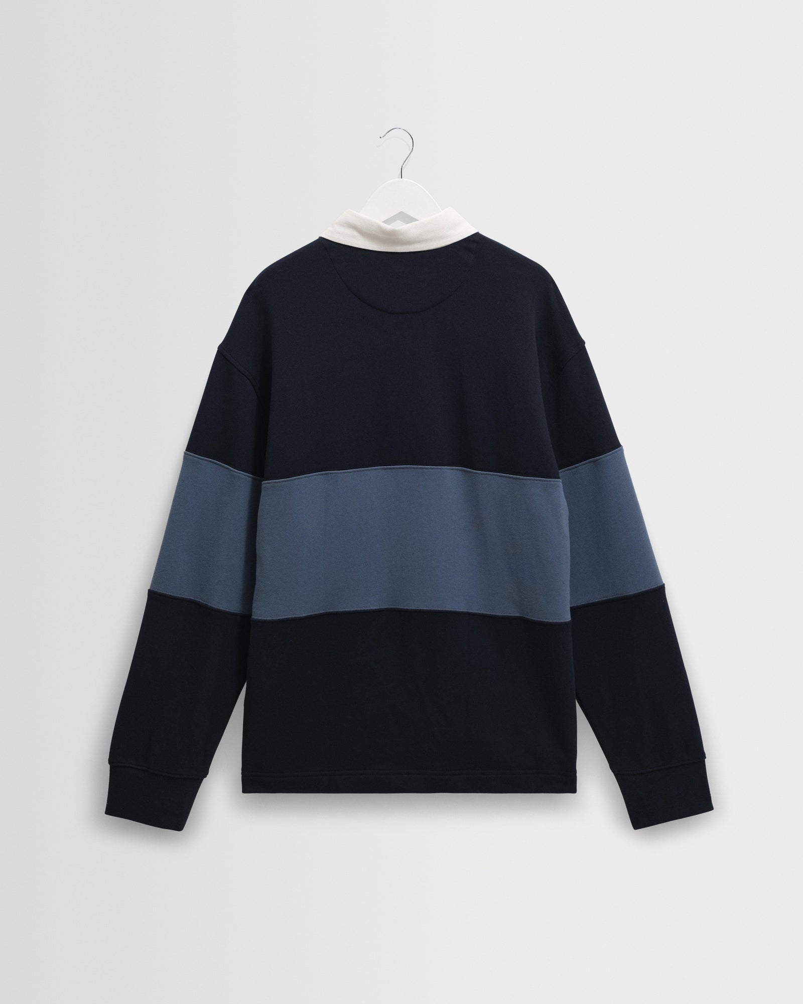 Men's Navy And Blue Panelled Rugby Shirt | Wax London
