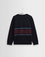 wax london men's Rowhill - Navy And Purple Stripe Loopback Rugby Shirt