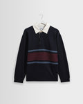 Rowhill - Navy And Purple Stripe Loopback Rugby Shirt